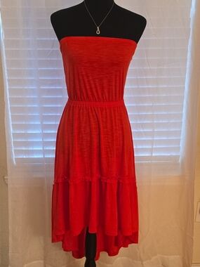 Faded Glory Strapless Red Hi-Low Ruffle Dress